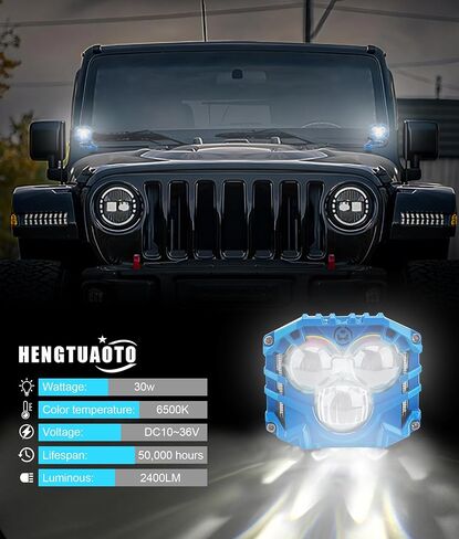 4-pack 2.5inch three-eye 120W spotlights 10800LM with Dual pods JL A-Pillar Windshield Hinge Mounting Brackets Wiring Harness Kit, For Wrangler JL/JLU 2018-2023 Gladiator JT 2020-2023 (Red) in Saudi Arabia
