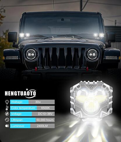 4-pack 2.5inch three-eye 120W spotlights 10800LM with Dual pods JL A-Pillar Windshield Hinge Mounting Brackets Wiring Harness Kit, For Wrangler JL/JLU 2018-2023 Gladiator JT 2020-2023 (Red) in Saudi Arabia