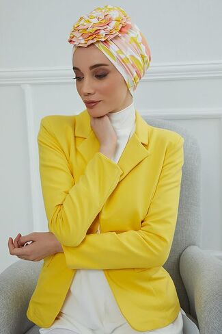 Aisha's Design Instant Turban Head Wraps For Women, 95% Cotton Pretied Hijab Scarves, Rose Detail, Lotus in Saudi Arabia