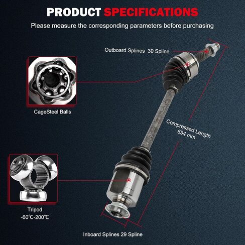 cciyu 66-4262 CV Axle Shaft Assembly Fit 2007-2009 for Acura MDX 3.7L,2009-2011 for Honda Pilot 3.5L Front Right Passenger Side FWD in Saudi Arabia