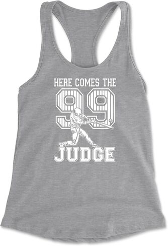 هنا يأتي القاضي 99 NY Baseball Racerback Tank Top للنساء ، ناعم ، ملاءمة in Kuwait