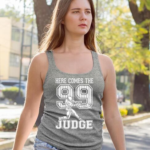 هنا يأتي القاضي 99 NY Baseball Racerback Tank Top للنساء ، ناعم ، ملاءمة in Kuwait