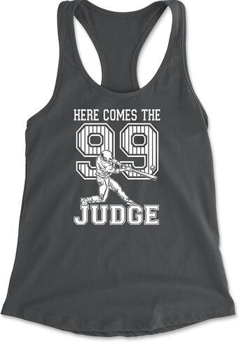 هنا يأتي القاضي 99 NY Baseball Racerback Tank Top للنساء ، ناعم ، ملاءمة in Kuwait