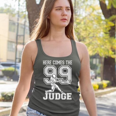 هنا يأتي القاضي 99 NY Baseball Racerback Tank Top للنساء ، ناعم ، ملاءمة in Kuwait