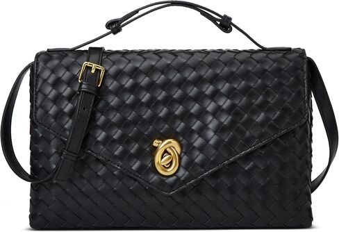 Woven Purses for Women Elegant PU Leather Woven Top-handle Bag Tote Crossbody Shoulder Bag for Work Vacation in Kuwait