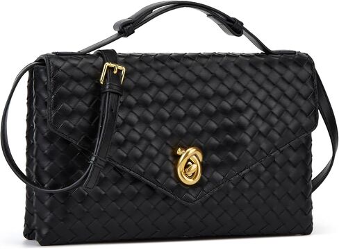 Woven Purses for Women Elegant PU Leather Woven Top-handle Bag Tote Crossbody Shoulder Bag for Work Vacation in Kuwait