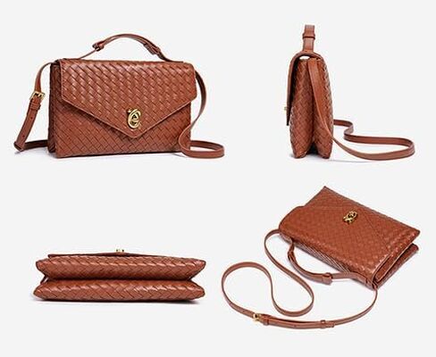 Woven Purses for Women Elegant PU Leather Woven Top-handle Bag Tote Crossbody Shoulder Bag for Work Vacation in Kuwait