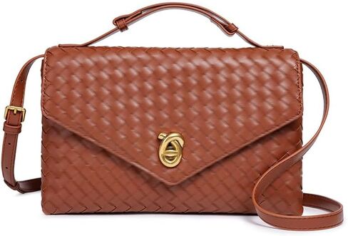Woven Purses for Women Elegant PU Leather Woven Top-handle Bag Tote Crossbody Shoulder Bag for Work Vacation in Kuwait