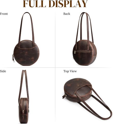 S-ZONE Large Leather Shoulder Bags for Women Circle Trendy Bag Round Purses Designer Handbag in Kuwait