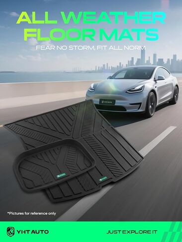 YHTAUTO Front Trunk Mat & Cargo Mat Compatible with Tesla Model Y Juniper 2025 2026 TPE All Weather Waterproof Anti-Slip Odorless Frunk Mat Rear Storage Mats, Black Set of 3 in Saudi Arabia
