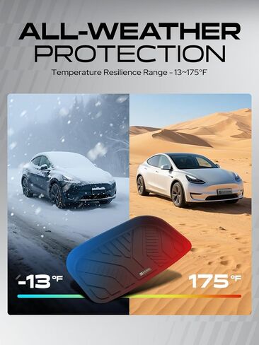 YHTAUTO Front Trunk Mat & Cargo Mat Compatible with Tesla Model Y Juniper 2025 2026 TPE All Weather Waterproof Anti-Slip Odorless Frunk Mat Rear Storage Mats, Black Set of 3 in Saudi Arabia