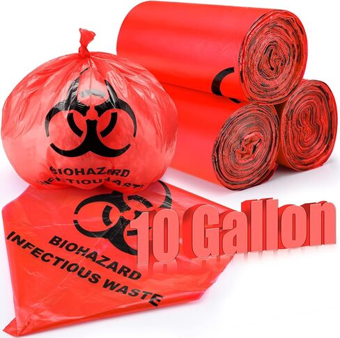 Geiserailie 200 Pack Biohazard Waste Bags 3 Gallon Red Trash Liner with Hazard Symbol for Infectious Waste Disposal Safe Infectious Waste Disposal in Kuwait