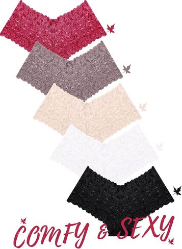 Sexy Underwear Panties for Women Cheeky V Waist Lace Boyshorts Plus Size Underwear Women 5 Pack in Kuwait