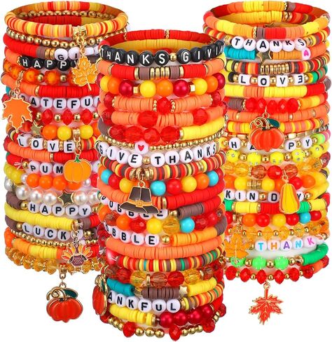 Henoyso 62 PCS Fall Clay Beded Beaded Beaded Breaded Bacelets Bracelets Friendlets Braclets Braclets for Women ، Surfer Listband Heishi Stretch Surfer Fin in Saudi Arabia