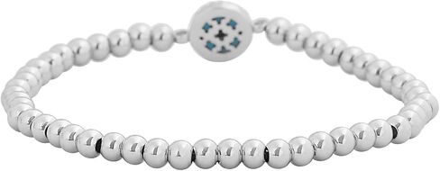 My Daily Styles Sterling Silver Evil Eye Beaded Stretch Bracelet, Blue Simulated Turquoise Center with Crystal Accents in Saudi Arabia
