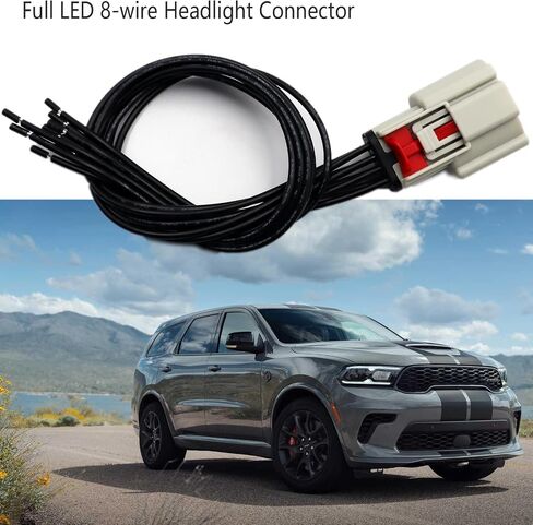 Full LED 8-Wire Headlight Connector Compatible with Dodge Durango SRT 2021-2022 Wiring Pigtail Harness in Saudi Arabia