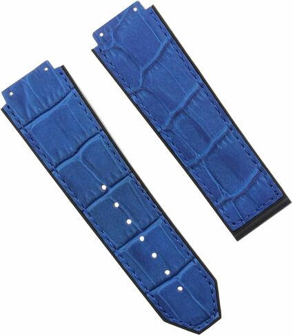 Ewatchparts 24mm Leather Watch Band Strap Compatible With 44-45mm Hublot Big Bang Watch H Blue in Kuwait