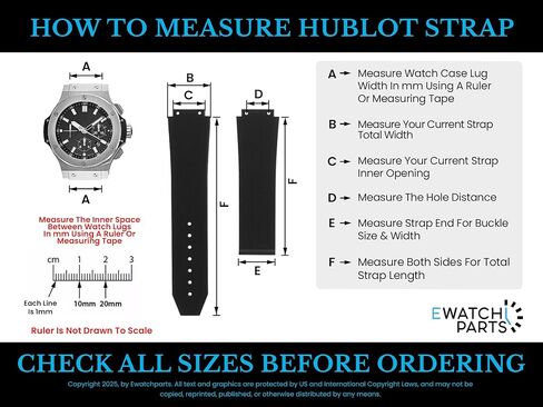 Ewatchparts 24mm Leather Watch Band Strap Compatible With 44-45mm Hublot Big Bang Watch H Blue in Kuwait