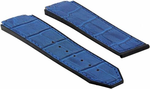 Ewatchparts 24mm Leather Watch Band Strap Compatible With 44-45mm Hublot Big Bang Watch H Blue in Kuwait
