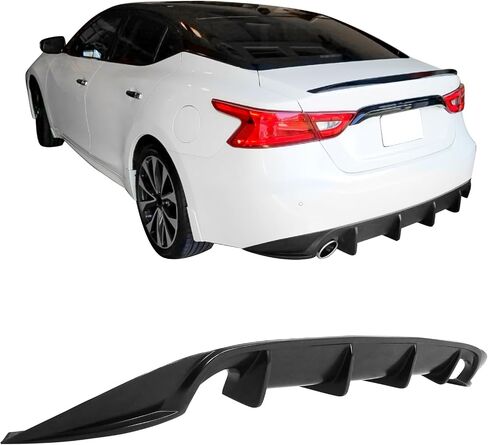 Rear Diffuser Compatible with 2016-2018 Nissan Maxima, Unpainted Black PU Splitter Spoiler Valance Under Lip Body Kit by IKON MOTORSPORTS in Saudi Arabia