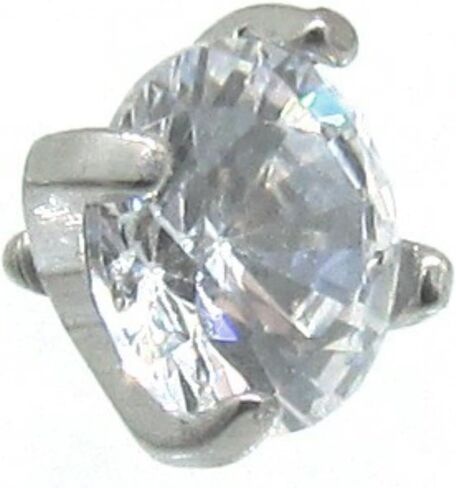 316L Surgical Steel Internally Threaded Prong Set Round Gem Dermal Top Anchor 14g in Kuwait