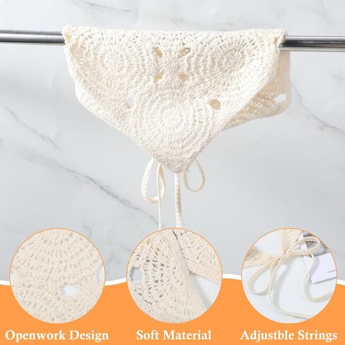 Crochet Bandanas Headbands Head Scarf Hair Scarf for Women Girls Knitted Floral Hair Accessories for Styling Festival Holiday 80s 90s Costume Decor in Saudi Arabia