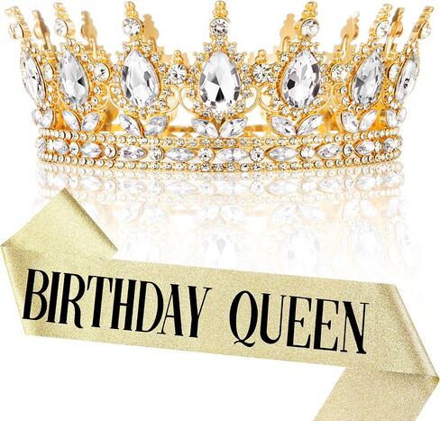 Nackiy Gold Crown for Women, Crystal Queen Tiaras Headband Wedding Bridal Hair Accessories, Birthday Party Prom Cake Topper in Kuwait