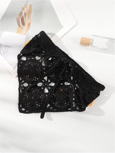 SHENHE Women's Crochet Head Scarf Knitted Tie Hair Bandana Headband Head Kerchief Dark Green One-Size in Saudi Arabia