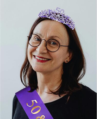 عيد ميلاد ondder 50 عيد ميلاد Sash Purple Birthday Tiara و Sash for Women 50 عيد ميلاد و Crown for Women 40 & Fabulous Sash Decorts Party Decifices for Barty Favors Suppors in Kuwait