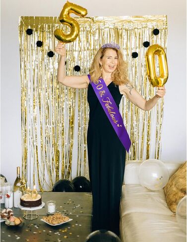 عيد ميلاد ondder 50 عيد ميلاد Sash Purple Birthday Tiara و Sash for Women 50 عيد ميلاد و Crown for Women 40 & Fabulous Sash Decorts Party Decifices for Barty Favors Suppors in Kuwait