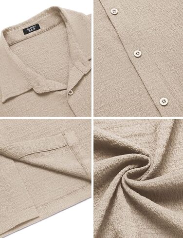 COOFANDY Men's Casual Short Sleeve Button Down Shirt Textured Summer Beach Shirt in Saudi Arabia