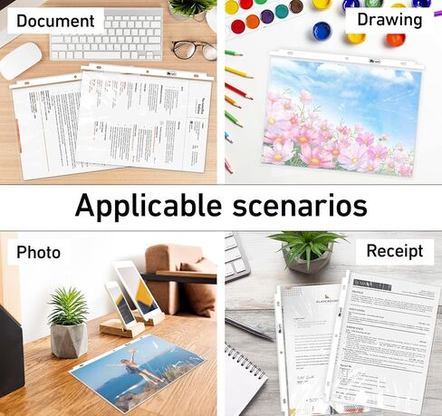 جيب مثقوب مقاس A5، وأكمام حافظة واقية 100 ورقة، واقيات مجلدات بلاستيكية 160 ميكرون، ملف جيب ورقي قوي، حرف 7 فتحات شفافة لحماية الصفحات، غطاء بلاستيكي للورق والمستندات والصور in Kuwait