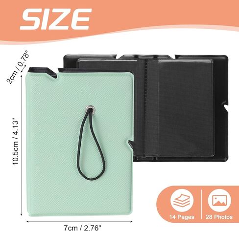 ألبوم صور Mini Uxcell ، 28 جيوبًا 2 × 3 ألبوم ألبوم كتاب غلاف جلدي مع قفل شريط المطاط لفوفيلم ميني كاميرا كامب كيبوب الضوئية ، (أسود) in Saudi Arabia
