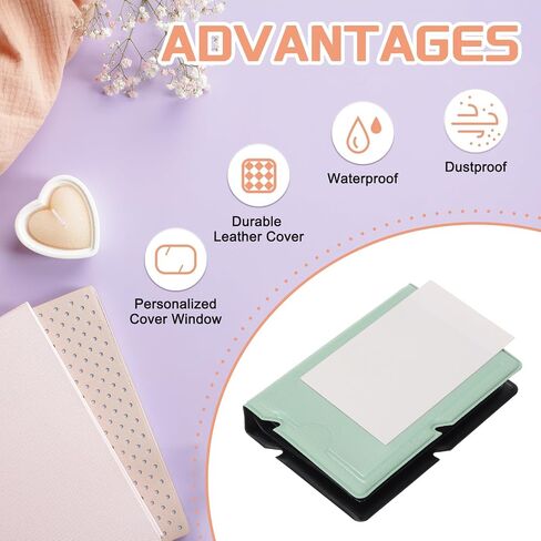 ألبوم صور Mini Uxcell ، 28 جيوبًا 2 × 3 ألبوم ألبوم كتاب غلاف جلدي مع قفل شريط المطاط لفوفيلم ميني كاميرا كامب كيبوب الضوئية ، (أسود) in Saudi Arabia