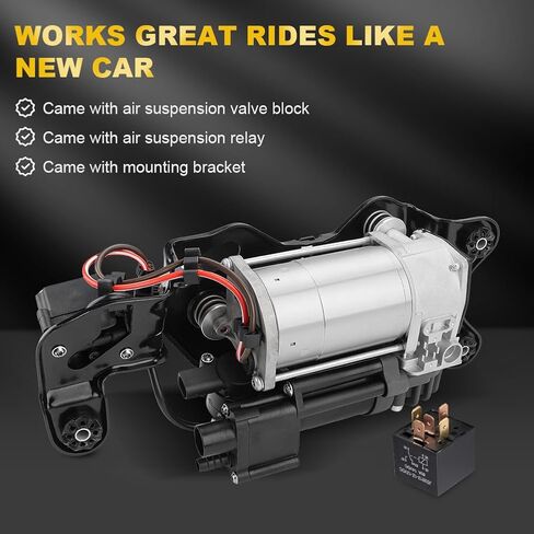 JDMON Air Ride Suspension Compressor Pump with Bracket/Valve Block/Relay Compatible with BMW X5 F15 F85 2014-2018, X6 F16 F86 2015-2019, Replace 37206850555,37206868998 in Saudi Arabia