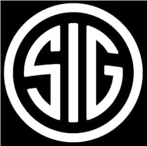 SIG Secal - ألوان متعددة - (2x2 أسود) - ملصق مصد سيارة فينيل ، بندقية ، شاحنة ، نافذة ، دراجة نارية ، خوذة ، مصد ، كمبيوتر محمول in Kuwait
