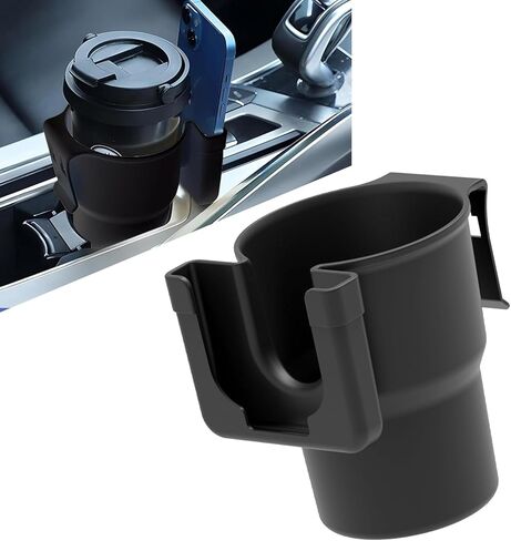 Car Cup Holder Expander, PP Plastic Seat Back Door Side Cell Phone Drink Holder, Back Hanging Mounted Multi-functional Auxiliary Travel Accessory, Universal Fit for Most Cars (Black) in Saudi Arabia