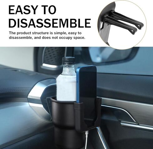 Car Cup Holder Expander, PP Plastic Seat Back Door Side Cell Phone Drink Holder, Back Hanging Mounted Multi-functional Auxiliary Travel Accessory, Universal Fit for Most Cars (Black) in Saudi Arabia