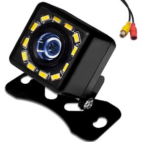 Backup Camera for Car, SUV, RV, Truck & Trailer - License Plate Mount Rear View Camera | 140°Wide Angle | 12 LED Night Vision | Waterproof Universal Reverse Parking Aid in Kuwait