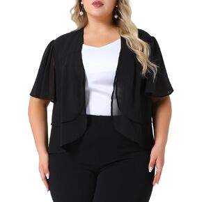 Agnes Orinda Plus Size Cropped Cardigan for Women Short Sleeve Open Front Lightweight Sheer Shrug in Kuwait