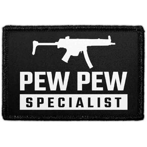 Pew Pew Specialist | Hook and Loop Attach for Hats, Jeans, Vest, Coat | 2x3 in | by Pull Patch in Saudi Arabia