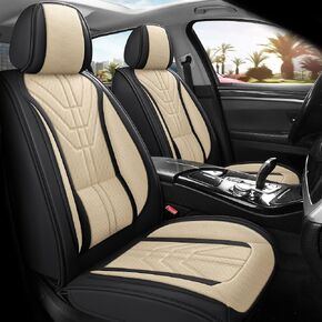 otoez Black Car Seat Covers Full Set, 5 Seats Nappa Leather Seat Cover for Car Seden SUV Truck, Waterproof Automotive Seat Protector Full Coverage Vehicle Front & Rear Seat Cover - Black in Kuwait