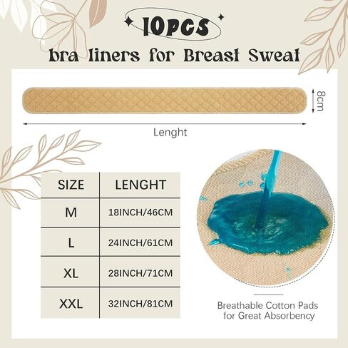 Toulite 10 Pcs Cotton Bra Liners Boob Sweat Pads 3 Layer Rectangle Under Bra Pads Sweat Liners for Women Sweating Supplies in Saudi Arabia