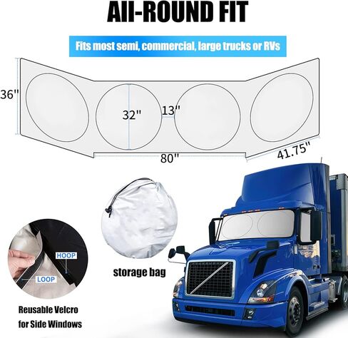 2pcs Semi Truck Side Window Sun Shade for Freightliner Volvo VNL International Trucks RV,Interior UV Protection Truck Side Window Shade semi Truck Accessories Keep Your car Cool. in Kuwait