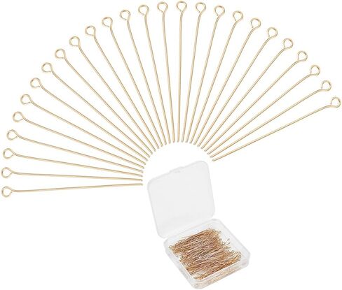UNICRAFTALE 200pcs Golden Head Pin Stainless Steel Flat Head Pins 40mm Metal Eye Pins Findings Bendable Headpin End Headpins Findings for Earring Craft Jewelry Making in Saudi Arabia