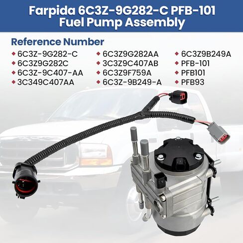 6C3Z-9G282-C PFB-101 Fuel Pump Assembly Fits for Ford F250 F350 F450 F550 Super Duty 6.0L V8 2003-2007, Fits for Ford Excursion 2003-2005, Powerstroke Diesel Fuel Pump Assembly Replace PFB93 in Saudi Arabia