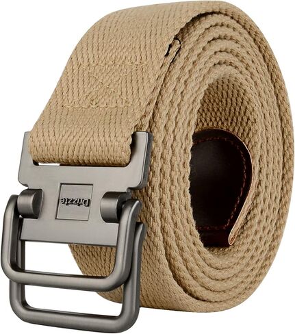 Plus Size 39-75'' Mens Belt Double Ring Canvas Web Fabric Belt Casual Work Tactical Black in Saudi Arabia