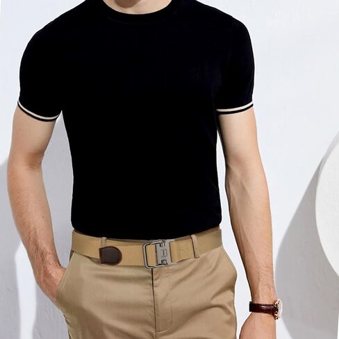 Plus Size 39-75'' Mens Belt Double Ring Canvas Web Fabric Belt Casual Work Tactical Black in Saudi Arabia