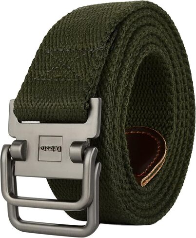 Plus Size 39-75'' Mens Belt Double Ring Canvas Web Fabric Belt Casual Work Tactical Black in Saudi Arabia
