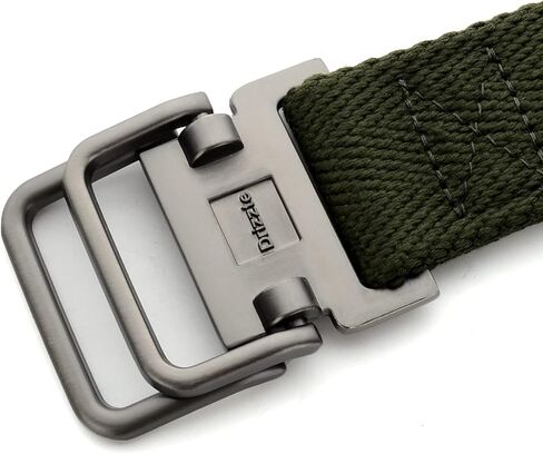 Plus Size 39-75'' Mens Belt Double Ring Canvas Web Fabric Belt Casual Work Tactical Black in Saudi Arabia